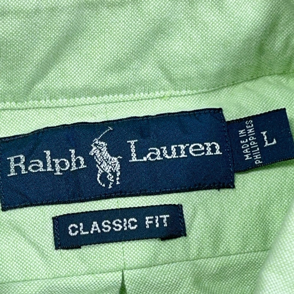 Ralph Lauren Oxford Shirt Men Large Green Button Up Pocket OCBD Dress C* - Picture 8 of 13